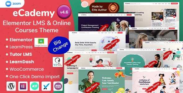 eCademy Theme GPL v6.6 – Elementor LMS & Online Courses Theme